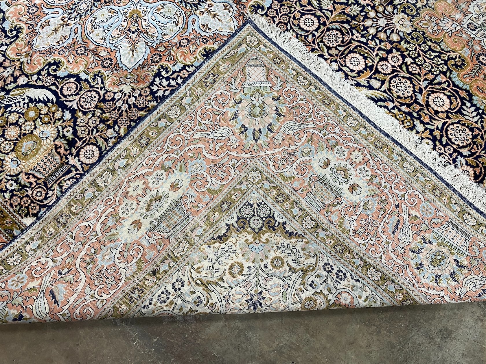 A Persian blue ground carpet, 360 x 270cm